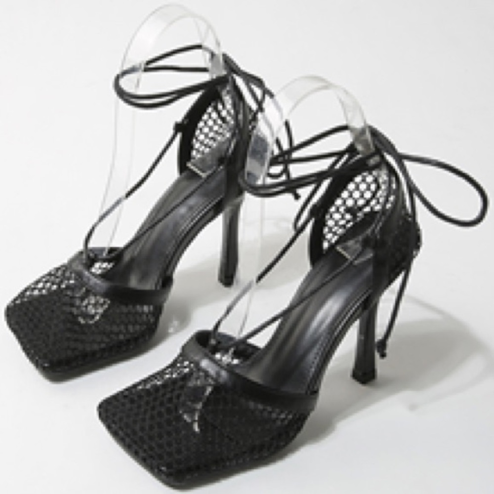 Elegant Black Mesh Heels